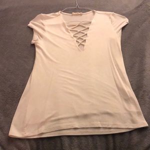 💕3 for 12💕 NWOT Deep V White Shirt